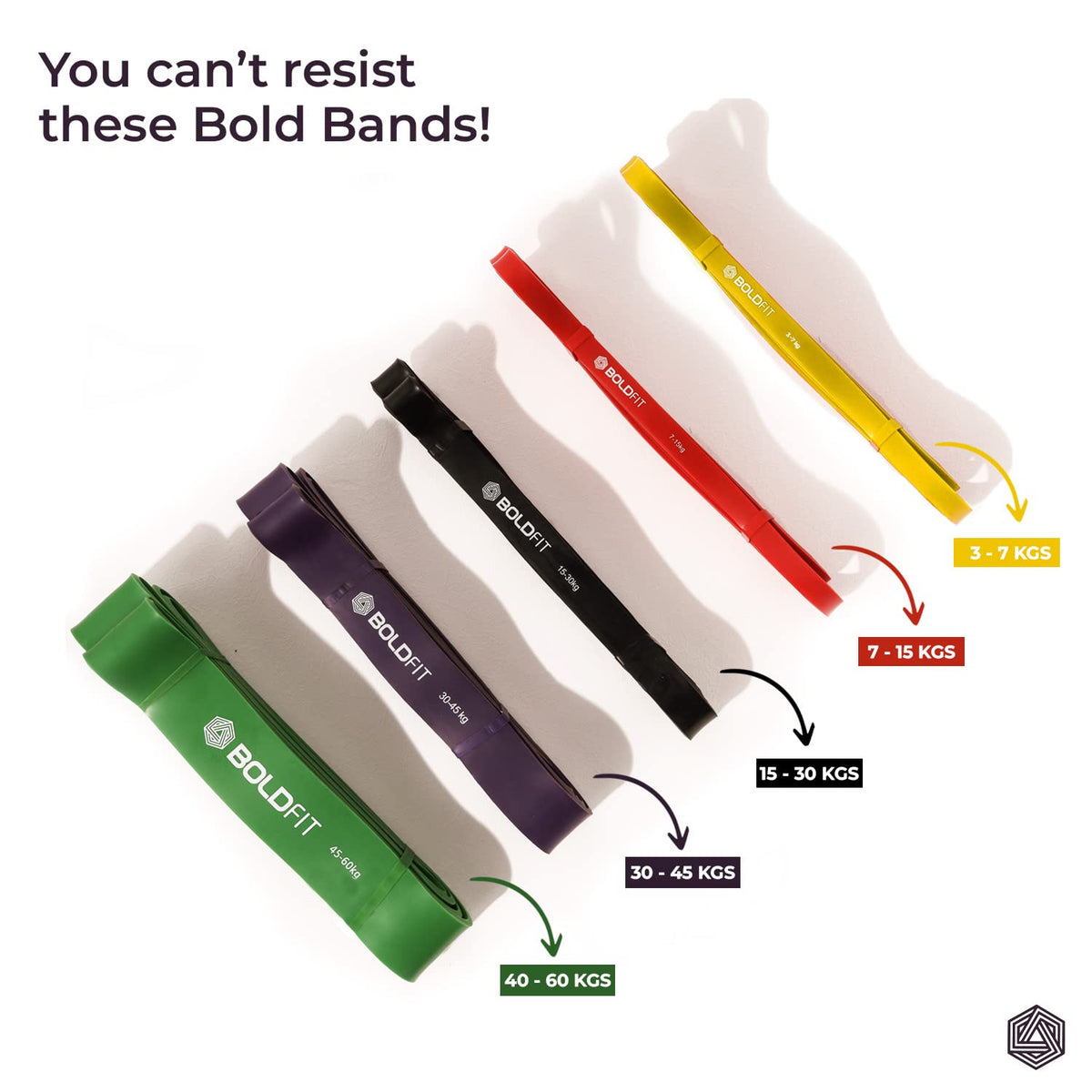 BOLDFIT Heavy Resistance Bands (3 Pack)