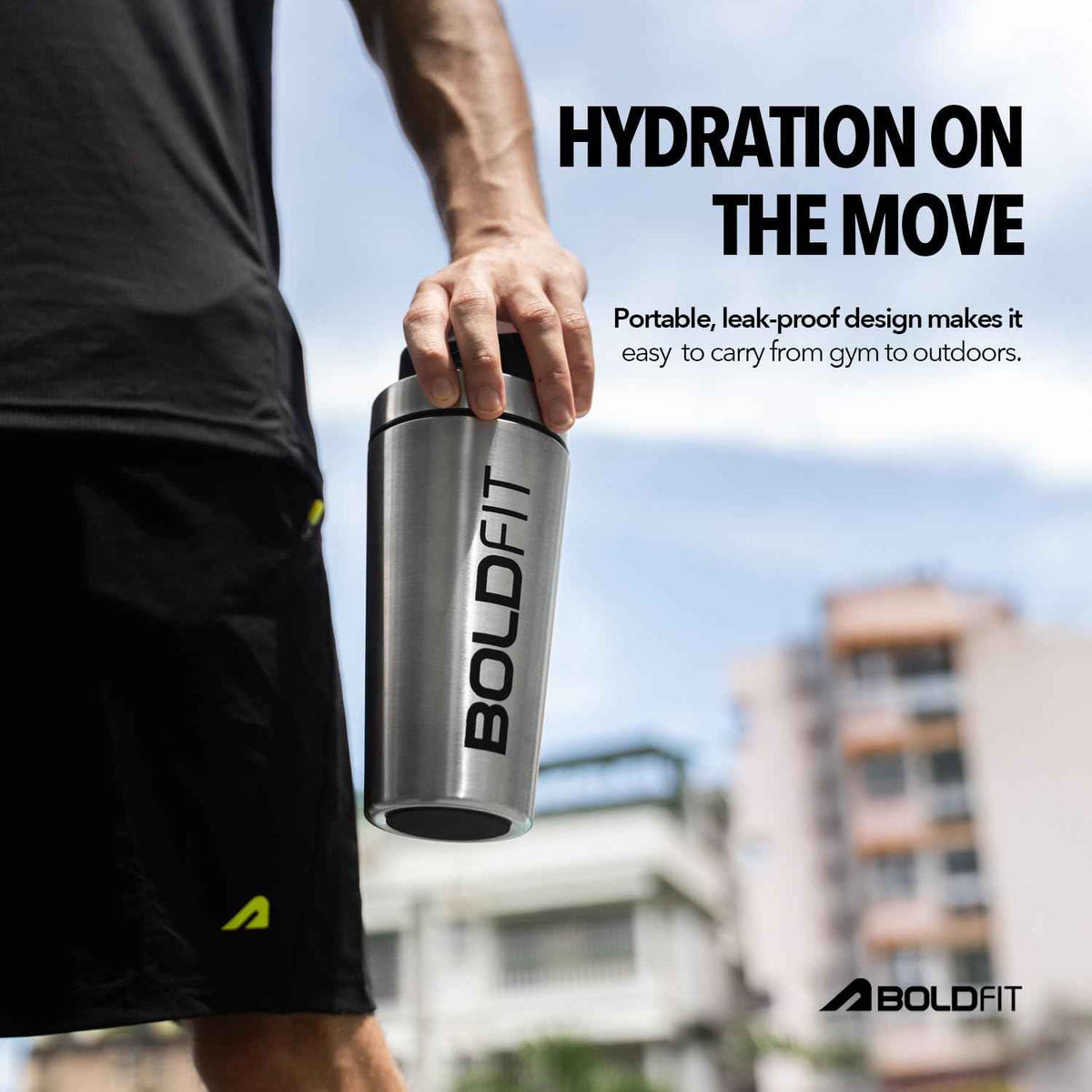 Boldfit Steel Shaker (Silver)