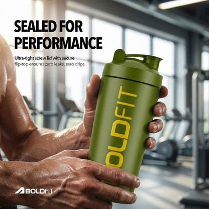 BOLDFIT Steel Shaker (Army Green)