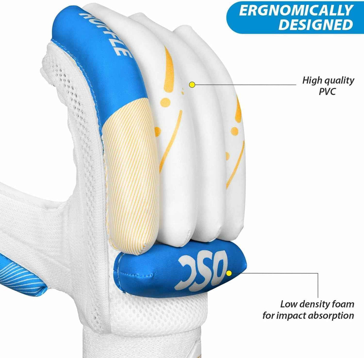 DSC Ruffle Batting Gloves (Blue / Gold)
